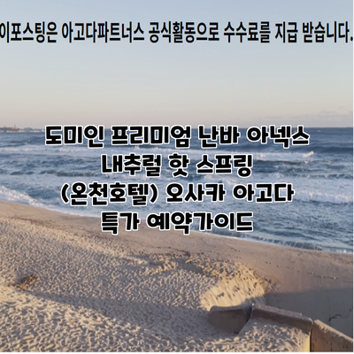 도미인 프리미엄 난바 아넥스 내추럴 핫 스프링 (온천호텔) 오사카 아고다 특가 예약가이드