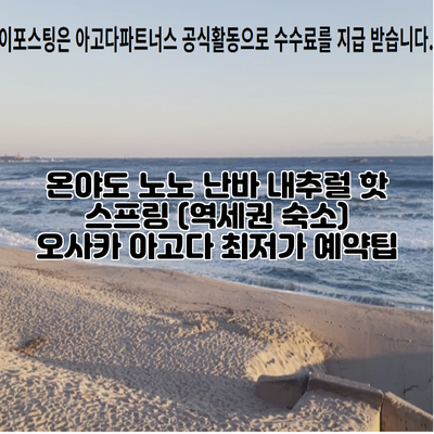 온야도 노노 난바 내추럴 핫 스프링 (역세권 숙소) 오사카 아고다 최저가 예약팁