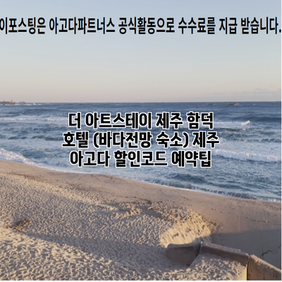 더 아트스테이 제주 함덕 호텔 (바다전망 숙소) 제주 아고다 할인코드 예약팁
