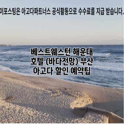 베스트웨스턴 해운대 호텔 (바다전망) 부산 아고다 할인 예약팁