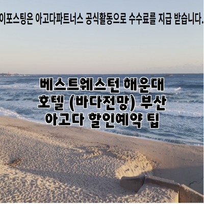 베스트웨스턴 해운대 호텔 (바다전망) 부산 아고다 할인예약 팁