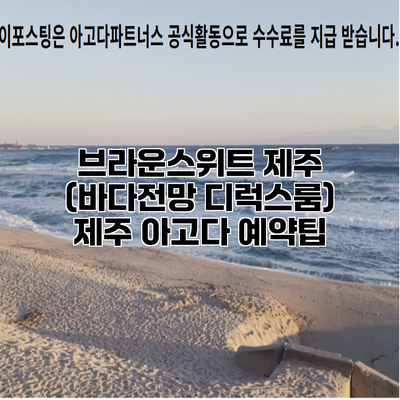 브라운스위트 제주 (바다전망 디럭스룸) 제주 아고다 예약팁