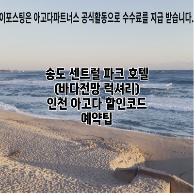 송도 센트럴 파크 호텔 (바다전망 럭셔리) 인천 아고다 할인코드 예약팁