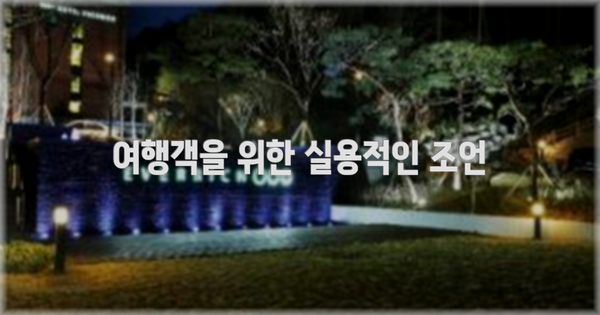 여행객을 위한 실용적인 조언